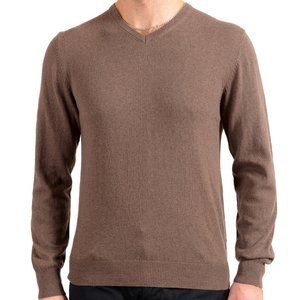 Pierre Balmain Men's Brown Wool Cashmere V-Neck Pullover Sweater